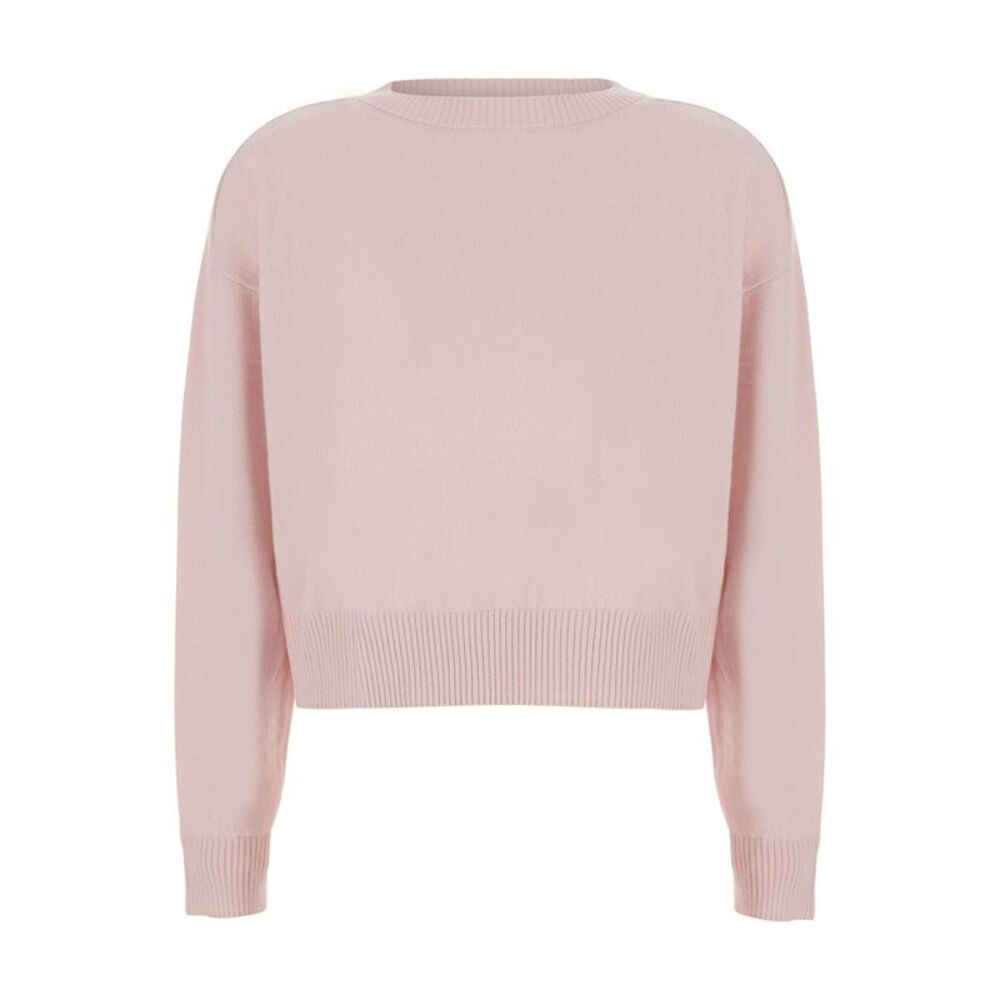 Leplain Women Pink Cropped Crewneck Sweater With Ribbed Trims In Cashmere Women